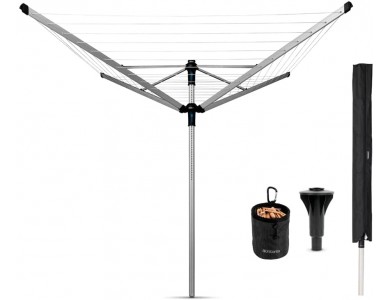Brabantia Lift-O-Matic Rotary Dryer Advance 60 Meters, Outdoor Clothes Dryer with Adjustable Height, Metallic Grey