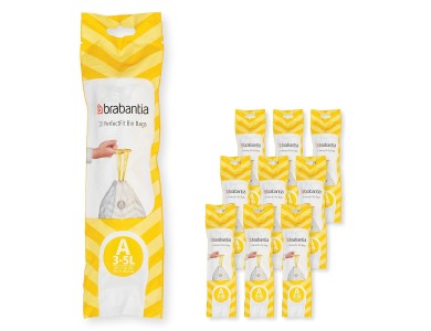 Brabantia PerfectFit Bags, Waste Bags 3L (Size A), 10 x 20pcs