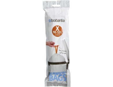 Brabantia PerfectFit Bags, High Quality Thick Plastic Trash Bags 10-12lt (Size X), 20pcs