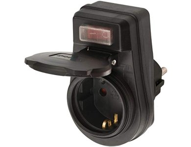 Brennenstuhl Outdoor Socket Adapter EDS 10, for Outdoor Use, With On/Off switch, IP44, Black