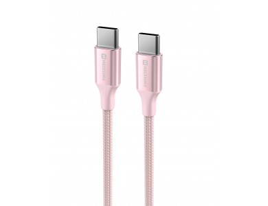 Swissten Durable Textile II USB-C σε USB-C Καλώδιο 1.5μ. με Νάυλον ύφανση, Pink