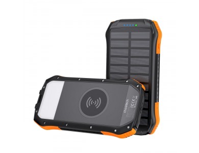 Choetech B657 Outdoor Solar Charger, 20,000mAh QC 3.0 Solar Power Bank with Flashlight, 2 * USB-A + 1 * USB-C PD & QI Wireless Charging