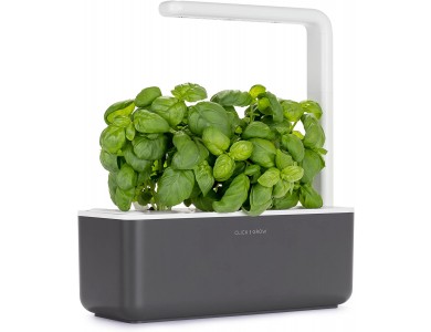 Click and Grow The Smart Garden 3, Automatic Pot with 3 Basil Pods, Dark Grey
