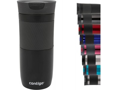 Contigo Byron Snapseal Travel Mug, 470ml with Thermalock Technology, Dishwasher Safe, Matte Black