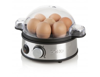 DOMO Egg Boiler, 7 Egg Boiler 400W with 3 Boiling Levels, Stainless Steel