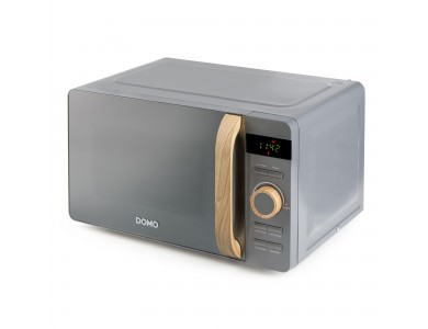DOMO Wood You Solo Microwave Oven, Microwave Oven with Grill & Mirror Glass Door 20lt, Matt Grey