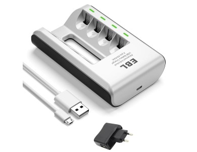 EBL C807 4 Slot Ni-Cd/Ni-MH AA/AAA Battery Charger with USB Power Adapter