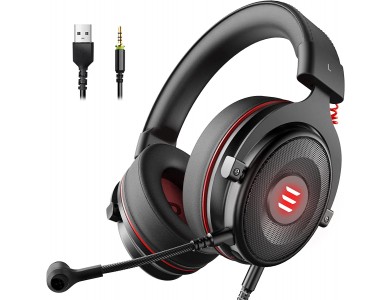 EKSA E900 Pro LED Gaming Headset 7.1 Surround Sound & In-line Noise-cancelling Mic (PC / PS4 / PS5 / Xbox / κ.α.), Black