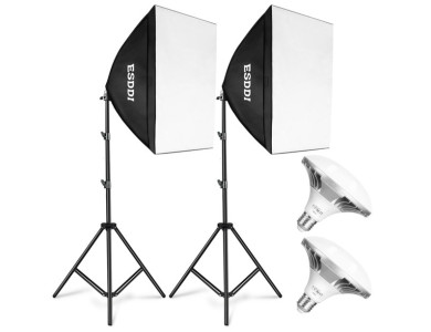 ESDDI PS070 Soft Box Kit Επαγγελματικό σετ φωτισμού για στούντιο φωτογράφισης 50x50cm 2Τμχ με CFL Bulbs, 900W, 5400K