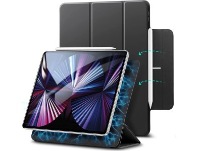 ESR Rebound Magnetic iPad Pro 2021 11" Trifold Case with magnetic clip, Auto Sleep/Wake, Stand, Pencil 2 Support, Black