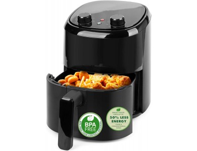 Emerio Air Fryer, Φριτέζα Αέρος 2.2lt για Υγιεινό Μαγείρεμα, BPA free με Cool Touch & Χρονοδιακόπτη 60 Λεπτών, Μαύρη