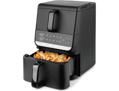 Emerio Double Chamber XL Air Fryer, Κάθετη Φριτέζα Αέρος με 2 Κάδους (3.5lt + 6.5lt), 2 Heating Elements & Οθόνη Αφής 2500W