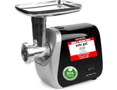 Emerio Electric Meat Grinder 2500W, Minced Meat Grinder with 3 Levels & Accessories for Meatballs, Sausages & Biscuits, Black