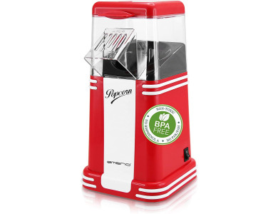 Emerio Retro Popcorn Maker, Vintage Στυλ Μηχανή Ποπ Κορν για υγιεινά σνακ, Κόκκινο