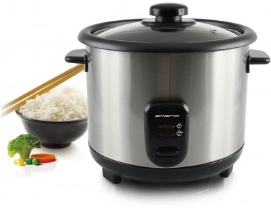 Emerio Rice Cooker, Βραστήρας Ρυζιού Χωρητικότητα 1.5lt Γυάλινο Καπάκι με Οπή Αφαιρούμενο Non-stick Δοχείο Κουτάλι & Δοσομετρητή