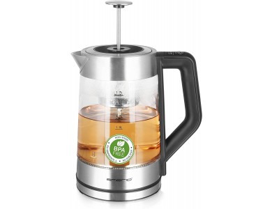 Emerio Glass Tea Maker Kettle, Βραστήρας & Τσαγιέρα με Επιλογή Θερμοκρασίας με Εσωτερικό LED & Γυάλινη Κανάτα 1,7L