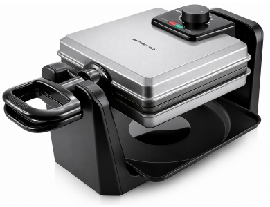 Emerio Waffle Maker, Περιστρεφόμενη Βαφλιέρα 1000 W με Cool Touch Λαβές & Ρυθμιζόμενη Θερμοκρασία, Τετράγωνη Για 4 Βάφλες