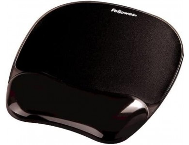 Fellowes Crystal™ Gel Mouse Pad with Gel Wrist Support (23,5x20cm), Black