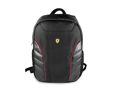 Ferrari Computer Backpack Scuderia Laptop Bag Licensed for Laptop up to 15.6" with Official 3D Logo & USB Port, Black