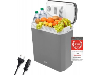 First Austria FA-5170-4-USB ECO Cool Box, Φορητό Ηλεκτρικό Ψυγείο 24L με Δυνατότητα Θέρμανσης & 3 Τρόπους Τροφοδοσίας - Γκρί