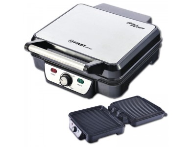 First Austria FA-5343-2 Toaster Grill 1800W with Non-Stick Plates & Container for Grease Removal - OPEN PACKAGING