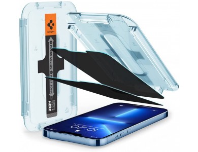 Spigen iPhone 13 Pro Max GLAS.tR EZ FIT Privacy Tempered Glass Premium Screen Protector with Installation frame, Set of 2