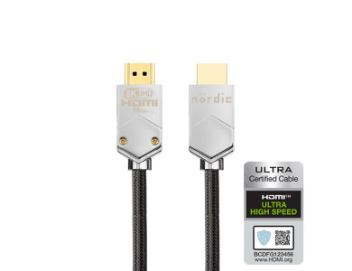 Nordic HDMI v2.1 8K@60Hz, eARC, 48Gbps, HDR, Nylon Weave Cable, 1m - HDMI-310