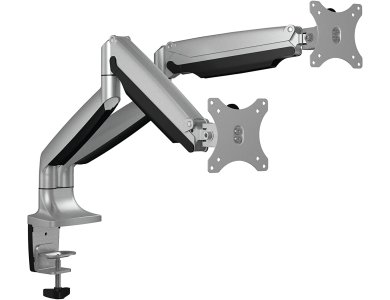 IcyBox Dual Arm Desk Mount with Clamp, for 2 monitors 32”, Dual arms, up to 18kg load