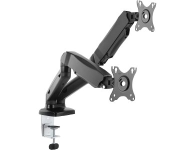 IcyBox Dual Arm Desk Mount with Clamp, Stand for 2 monitors, up to 28”, with dual adjustable arms, Load up to 13kg