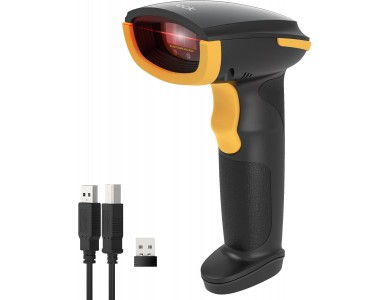 Inateck BCST-21 Handheld Barcode Scanner Wireless (2.4GHz / Bluetooth) & Wired with 1D Barcodes Reading Capability, Black