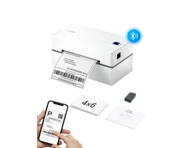 Inateck PR40 Bluetooth Thermal Label Printer, Thermal Label Printer 40-110mm, Wired & Wireless 203dpi, White