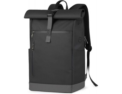 Inateck RollTop Backpack, Σακίδιο Πλάτης Αδιάβροχο 25–35L, με Cable Hole, Θέση για Power bank & Laptop Έως 17", Black