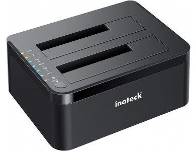 Inateck SATA HDD/SSD Docking Station for 2.5" & 3.5" Drives, USB-A 3.0 5Gbps, Dual Bay with Clone Duplicator