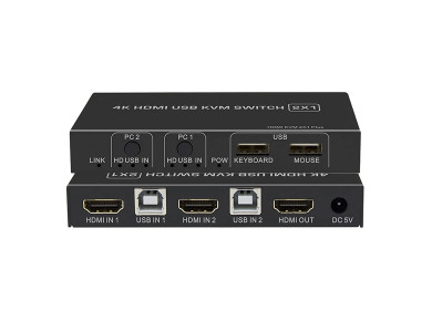 Nordic USB 2.0 & HDMI 4K@60Hz, 3 in - 2 Out Για διαμοιρασμό 2 συσκευών USB (Mouse, Keyboard, Scanner) & 1 Monitor σε 2 PC