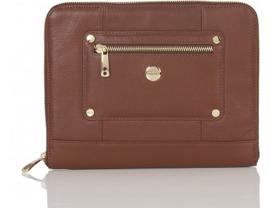 Knomo Sleeve / Case Full-grain Leather for iPad / Tablet 10" with internal compartments for accessories, Cognak
