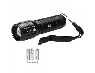 LE Professional LED Flashlight, 140 Lumens, CREE LED, Αδιάβροχος IP44 με Λειτουργία Focus, Μαύρος