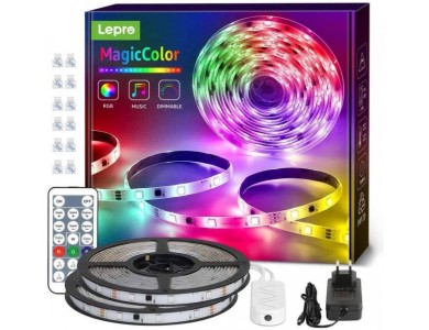 LE Professional MagicColor RGB (RGBIC) LED Strip 10m (2*5m), With Remote Controller, 16 Colors(Static & Rainbow),Waterproof
