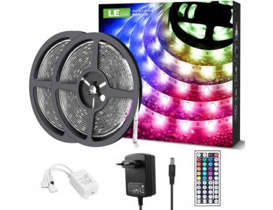 LE Professional RGB LED Strip 10m (2*5m), With Remote Control, 16 Colors (Static & Rainbow), Waterproof