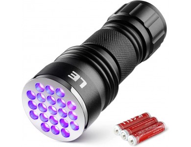 LE UV Blacklight Ultraviolet, 395nm, 21 LED Flashlight with 3 x AAA Batteries