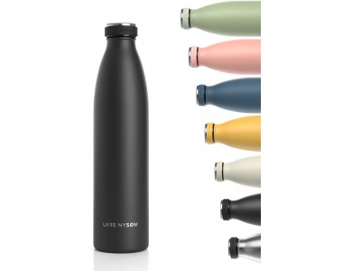 Lars Nysom Ren Drinking Bottle, Θερμός 1000ml από Ανοξείδωτο Ατσάλι, Vacuum-Insulated & Διπλό Τοίχωμα, Onyx Black