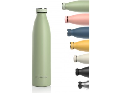 Lars Nysom Ren Drinking Bottle, 1000ml Stainless Steel, Vacuum-Insulated & Dual Walls, Sage