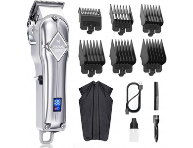 Limural K11S 12 in 1 Haircutting Kit, with wireless Hair Clipper & Accessories, LED Screen, Silver