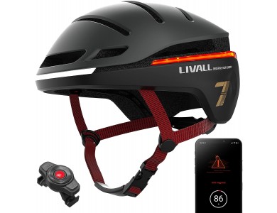 Livall EVO21, Smart City Bike Helmet with LED Lighting, Fall Detection & Eidation SOS, Black