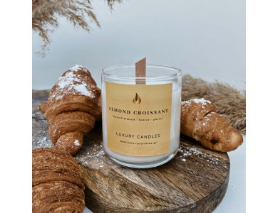 Luxury Candles Almond Croissant Candle, Αρωματικό Κερί σε Βάζο με Άρωμα Almond Croissant, 80 Ωρών, 400gr