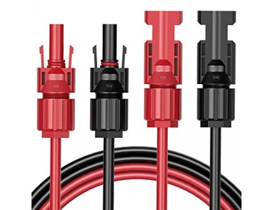 MC4 Solar Extension Cable, 6 mm2 for Solar Panels, Set of 2 * 3m (Red / Black)