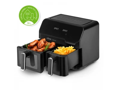 Ufesa Storm Double Air Fryer XXL, Air Fryer 5.5+3.5lt for Healthy Cooking with 2 Separate Bins, 1700W & 11 Preset Menus