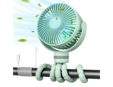 Momcozy Portable Stroller Fan, Φορητός Ανεμιστήρας Καροτσιού με 4 Ταχύτητες, LED, Εύκαμπτη Λαβή & Διάρκεια Μπαταρίας έως 27 Ώρες
