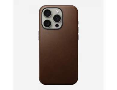 Nomad iPhone 15 Pro Modern Leather Case, Δερμάτινη Θήκη με MagSafe, Brown