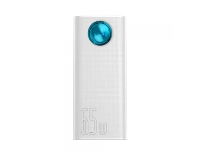 Baseus Amblight Power Bank 30000mAh 65W με 4 Θύρες USB-A & 1 Θύρα USB-C Power Delivery / Quick Charge 3.0, Λευκό