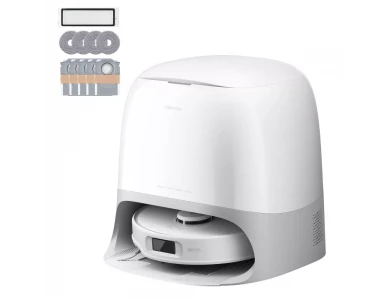 Roborock Q Revo Curv 5A1 Smart Robot Vacuum / Mopping Cleaner, 17,000Pa, & Auto Mop Lifting, White